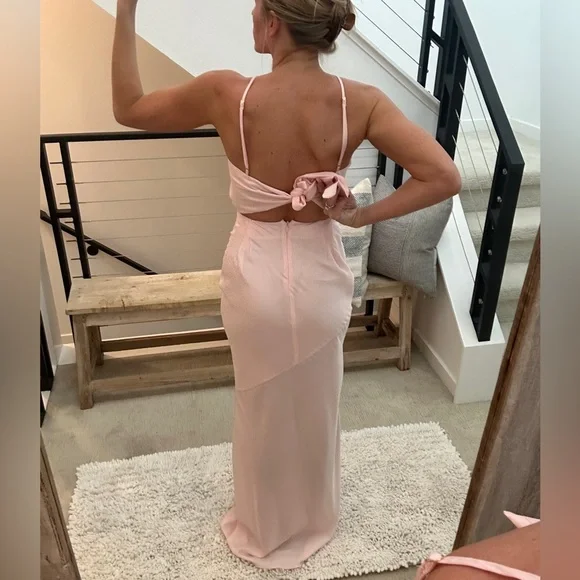 Lovers + Friends Massie Gown Blush Pink Revolve Maxi Dress Strappy Crisscross S - Picture 9 of 16